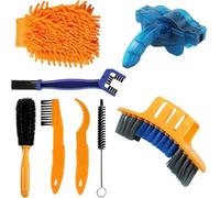 GJNMYSD 8 Pcs Bike Cleaning Brush Kit, Bike Chain Cleaner Multi Tool Bicycle Maintenance Accessories for Chain, Tire, Sprocket, Cycling Corner Stain Dirt Clean, Fits for All Bikes