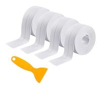 GJNMYSD Bath Sealant Strip Self Adhesive, 4 Rolls Caulk Strip, Bathroom Sealant Tape White Waterproof, Bath Seal for Toilet, Bathtub, Sink, Shower, Wall Corner, Kitchen with Sealing Tool