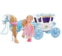 Gjo Baby Carriage with Interactive 3D Light & Music, Doll As A Princess with Her Carriage, Imaginative Role-Playing, Durable and Lightweight, Great Gift For Kids