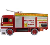 Gjo Electric Fire Truck Toy with Bubbles, Lights & Music, Red Battery-Operated Fire Engine with Bump & Go Action, Bubble Blowing Toy for Kids Boys Girls,