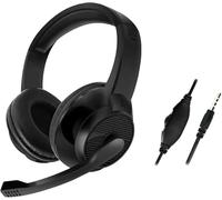 Gjo Gaming Headphones with Mic, 3.5mm Wired Headset, 360° Surround Vibration, Adjustable Headband, Stereo Bass, Noise-Canceling Microphone, Comfortable Over-Ear Design
