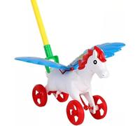 Gjo Horse Push Wheel Toy for Toddlers, Easy to Assemble, Lightweight & Portable, Durable Construction, Promotes Motor Skills & Physical Development, Indoor/Outdoor Play, Multicolour,