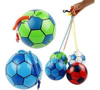 Gjo Inflatable Football Keychain with String, Spring-Loaded Design, String Attachment, Simple and Easy Inflation, Lightweight, Portable, Skill Development, Assorted Colours, Great Fun (Pack of 1)