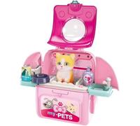 Gjo Kids Pet Space Bag Play House Set, Dog And Cat Grooming Kit, Pretend Play Set, Vibrant Colour, Eye Catching Design, Imagination and Pretend Play, Compact Design (Pink)