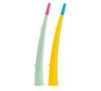 Gjo Trumpet Horn, Vibrant Colour, Easy To Use, Durable Construction, Clear And Loud Sound, Lightweight And Portable, Party Favor & Football Fans Cheering Horn, Assorted Colour (2PCS)