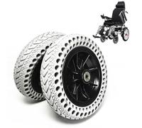 GJPXFR 8 Inch Replacement Wheelchair Wheels, Set Of 2 Solid Tire Rubber Casters Wheels For Power Wheelchair, 200X50 Wheelchair Front Wheels Accessories(Gray)