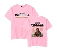 GJRJS Jesse Welles Merch Middle Earth Tour T-Shirt, Crewneck Printing Men/Women Fashion Short Sleeve,Pink,3XL
