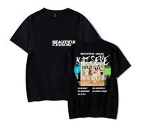GJRJS Katseye Album Beautiful Chaos T-Shirt, Crewneck Printing Men/Women Fashion Short Sleeve,Black,XS