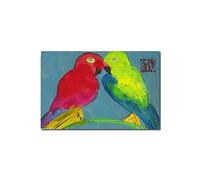 GJRYHXT Abstract Colorful Famous Paintings by Walasse Ting. Wall Art Picture: two parrots 2. Canvas Prints. Living Room Decor Poster 80x120cm(31.5x47.2inch) Only Canvas