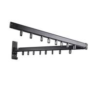GJSN Coat Hanger-Wall Mounted Drying Rack Space Saver Retractable Fold Away Clothes Dry Racks with Aluminum Coat Hook Closet Storage Organizer/Black