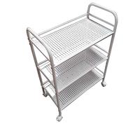 GJSN Trolleys,Multifunction Trolley,Portable Recycling Vehicles,Serving Stainless Steel Kitchen Island Bar Wine Storage Service Cart on Wheels Dining Cart with Hollow Metal Panel for Family Hotel Res