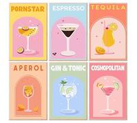 GJSZZO 6 Pack Cocktails Paint by Numbers Kits for Adults, Paints by Number Kit for Beginners On Canvas, Easy DIY Acrylic Painting Kits for Home Wall Decor 7.8x11.8inch Frameless