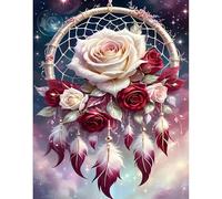 GJSZZO Dream Catcher Cross Stitch Kit for Adults, Flower Embossing Cross Stitch Kits for Beginners, Cross Stitch Pattern Embroidery Kit, Arts and Crafts for Home Decoration, 12x16 Inch