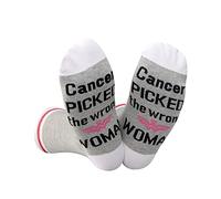 GJTIM 2 Pairs Womens Cancer Treatment Gift Funny Cancer You Picked the Wrong Woman Cotton Socks