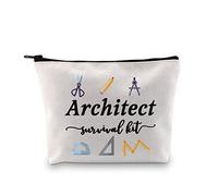 GJTIM Architecture Gifts Architecture Student Gift Architect Survival Kit Zipper Pouch Makeup Bag for Architects, Beige, Canvas Cosmetic Bag With Zipper