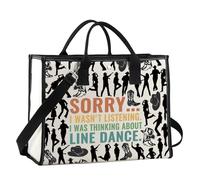 GJTIM Line Dance Gift Country Dancer Gift Handbag Western Country Music Line Dancing Canvas Tote Bag, Line Dance Lt, Multifunctional