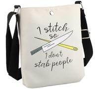 GJTIM Needleworker Gift Cross Stitch Project Bag I Stitch So I Don’t Stab People Sewing Project Bag for Cross Stitch Lover, Stab People Cb, M, Cosmetic Bag With Printing