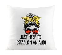 GJTIM True Crime Gift Murder Mystery Fan Home Decor Just Here to Establish and Alibi Throw Pillow Cover for Crime Show Lovers (Alibi PC)
