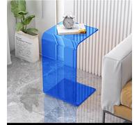 GJUANN C Table Acrylic End Table, Bedroom C Shape Bed Side Table, Transparent Side Table for Living Room, Bedroom, Patio and Office (Color : Blue, Size : 11.8 * 21.7in(30 * 55cm))