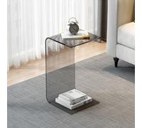 GJUANN C Table Acrylic End Table, Bedroom C Shape Bed Side Table, Transparent Side Table for Living Room, Bedroom, Patio and Office (Color : Grå, Size : 11.8 * 25.6in(30 * 65cm))