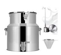 GJUANN Stainless Steel Milk Can, Wine Pail Bucket Tote Jug Oil Barrel Tank Milk Churn Can with Spigot and 250 mesh funnel,28L