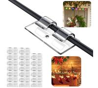 GJV 20er Pack Hooks for Outdoor String Lights Clips,Heavy Duty Light Hook with Waterproof Adhesive Strips,Outside Clear Cord Holders for Hanging Christmas Decorations Lighting - Outdoors Sticky Clip