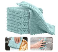 GJV 5 Pack Kitchen Dish Cloths Dish Towels, Super Soft and Absorbent Coral Fleece Cloth, Coral Velvet Microfiber Cleaning Cloth, Nonstick Oil Washable Fast Drying Dish Rags 25x25cm (Green)