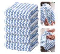 GJV 5 Pack Kitchen Dish Rags Absorbent Quick Drying Cloths for Kitchen,Washing Dishes,Cleaning Rags Reuseable Cleaning Dishcloths Microfiber Washing Dishes Scrubbing Wash Towels Sets (Blue, 30x30cm)
