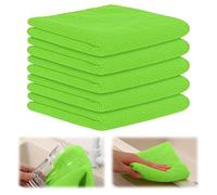 GJV 5 Pack Microfiber Cleaning Cloth,Super Soft Cleaning Cloth Dish Kitchen Rag, Super Absorbent and Lint Free Cleaning Towels Reuseable Cleaning Cloths 30x30cm (Light Green)