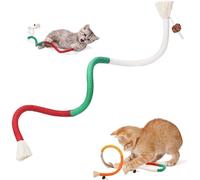 GJV Cat Toys Chew Ropes with Refillable Natural Catnip, Safe Teeth Cleaning Toy for Indoor Kittens, Interactive Cat Nip Kitty Toys for All Breeds 27.6 Inches (red)