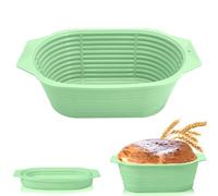 GJV Silicone Banneton Bread Proof Foldable Basket, Oval Sourdough Baking Accessories, Weak Basket Oval Bread Making Accessories, Bowl for Rising Round Set (Green)