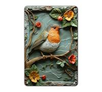 GJXFTPTTBD Vintage Retro Metal Sign Robin 2D Flat Tin Sign Wall Art Decor Garage Wall Decor Cafe Bar Club Living Room Wall Decor Plaque 12 * 8in
