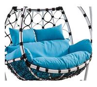 GJXJY Hanging Double Egg Chair Cushion Only, Garden Patio Rattan Swing Cushion, Hammock Thick Seat Pad Head Pillow and Armrests, 110x150c(Color:Blue)