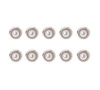 Gjyia 10Pcs Creamy White Faux Pearl Plastic Shank Buttons Sewing Wedding Crafts Embellishment 10mm Creamy White + Silver 10mm