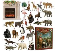 gjzje Calendar Advent,24 Days Christmas Countdown Calendar - 2D Flat Acrylic Animal Ornaments for Adults Teens Kids Daily Family Activity Home Classroom School