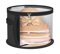 gjzje Clear Hat Storage Box, Large Capacity Clear Hat Cases for Storage, Foldable Organizer with Lid and Carrying Handle for Cap Display Wardrobe Closet Cabinet Bedroom Dorm Room Garage