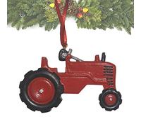 gjzje Tractor Christmas Ornament - Hangable Christmas Tree Resin Pendant - Seasonal Crafts Rustic Vehicle Decoration for Farmhouse Home Office School Farm Apartment Garden Yard
