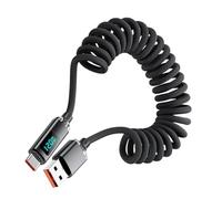 gjzje USB C Cable,120W Fast Charging Spring Cable - 3 Ft Charger Cord with Digital Display for Car Travel Gym Home School Business Watch Tablet Desk