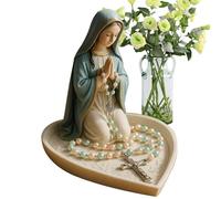 gjzje Virgin Mary Jewelry Holder, Jesus Rosary Holder Resin Statue, Home Decor for Room Desk Desktop Men Women Couples Teacher Student Offices
