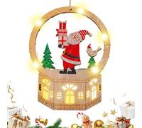 gjzje Wooden Ornaments for Christmas Tree, Lighted Holiday Pendant, Festive Pendant Ornament, for Front Door Office Wreath Staircase Window Sill Mantel Wall Living Room Study Bedroom Nightstand