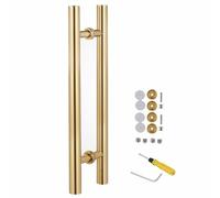 GJZQDKX 304 Stainless Steel Barn Door Handle Pull Push Kit 60/80/100/120/150/180cm Long Modern H Shape Design for Shower Glass Sliding Barn Doors Interior/Exterior Pull Handles Gold Color
