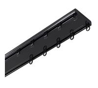 GJZQDKX Double Curtain Rod for Windows, Ceiling-Mount with Hooks, Aluminum Track, Noise-Reducing Strips, 1.4m/55in Black Curtain Rod