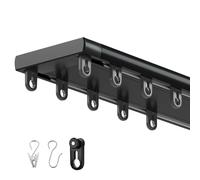 GJZQDKX Heavy-Duty Double Curtain Rail, 4.8m Ceiling Track Kit for Indoor Windows, Adjustable Length 1-6m, Durable Black Curtain Rods for Easy Installation and Stylish Decor