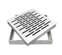 GJZQDKX Invisible Rainwater Collector Stainless Steel 304 Drainage Channel Leaf Guard Grate with Double Row Holes 35x35cm (14x14in) for Efficient Water Management