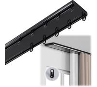GJZQDKX ty Double Drop Ceiling Track 4m Silent Sliding Aluminum Curtain Rail with Hooks for Bedroom Living Room HotelBlack 1m6m Adjustable Length