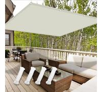 GJZQDKX Waterproof Shade Net 3.2 x 3.4m - UV Protection 98% Sun & Wind Blocker, Grommets for Easy Installation, No Drilling, Ideal for Balcony & Patio, Cream Color