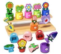 GJZZ Montessori Shape and Color Sorting Game Wooden Toy with Stand for 1 2-3 Year Old Girls, Number Cognition for Toddlers, Fine Motor Skills