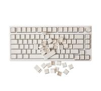 GK GAMAKAY 131 Keys Side Printed White Keycap Set, Shine Through Custom Keycaps, PBT Original Cherry Profile Keycap for 61/64/68/75/81/87/104/108 Layout Mechanical Gaming Keyboard (White-Grain)