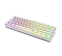 GK GAMAKAY MK61 Wired Mechanical Keyboard Gateron Optical Switch Pudding Keycaps Waterproof RGB 61 Keys Programmable Hot Swappable Gaming Keyboard New Version (New- Red Switch, White)