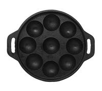 GK Global Kitchen Cast Iron Appam Maker - 9 Pits, Heavy Duty, Authentic Danish Aebleskiver Pan, Black, 21cm